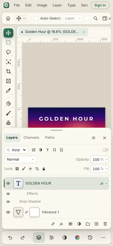 Photoch on a phone with a layered document open
